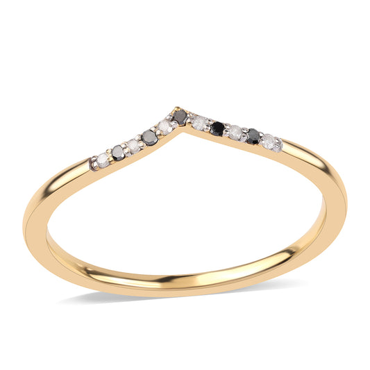 Goldplattierter Silberring mit schwarzem Diamant