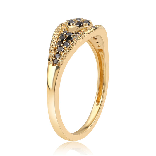 Goldplattierter Silberring mit schwarzem Diamant