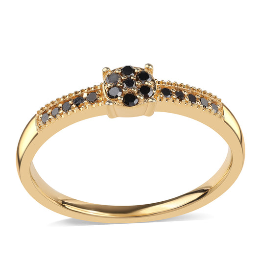 Goldplattierter Silberring mit schwarzem Diamant