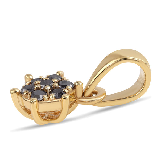 Goldplattierter Silberanhänger mit schwarzem Diamant