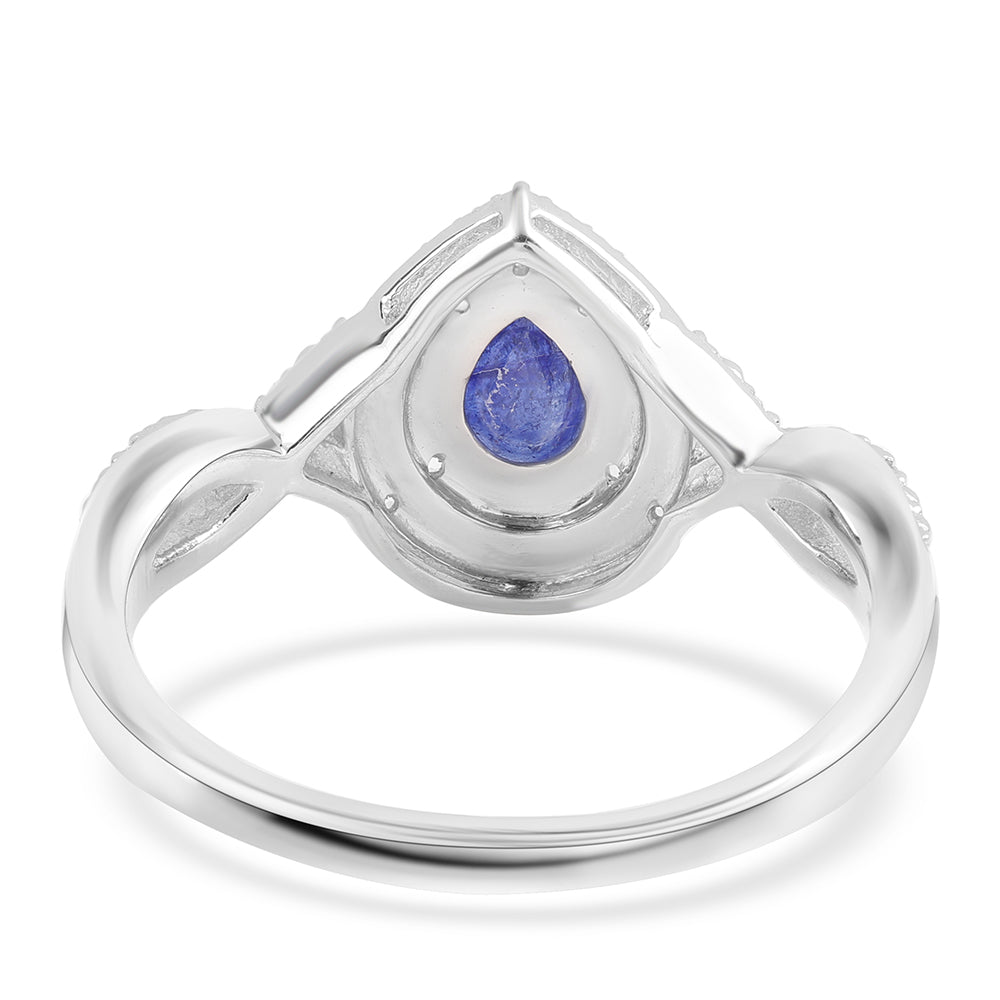 Silberring mit australischem blauem Saphir und weißem Topas