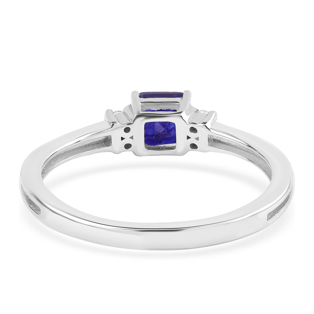 Silberring mit australischem blauem Saphir und weißem Topas 2 