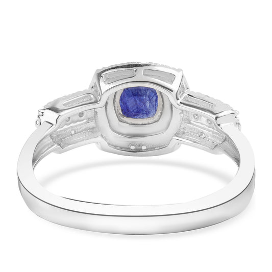 Silberring mit australischem blauem Saphir und weißem Topas