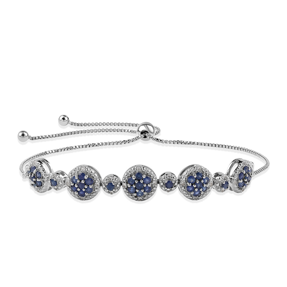 Silberarmband mit australischem blauem Saphir und weißem Topas