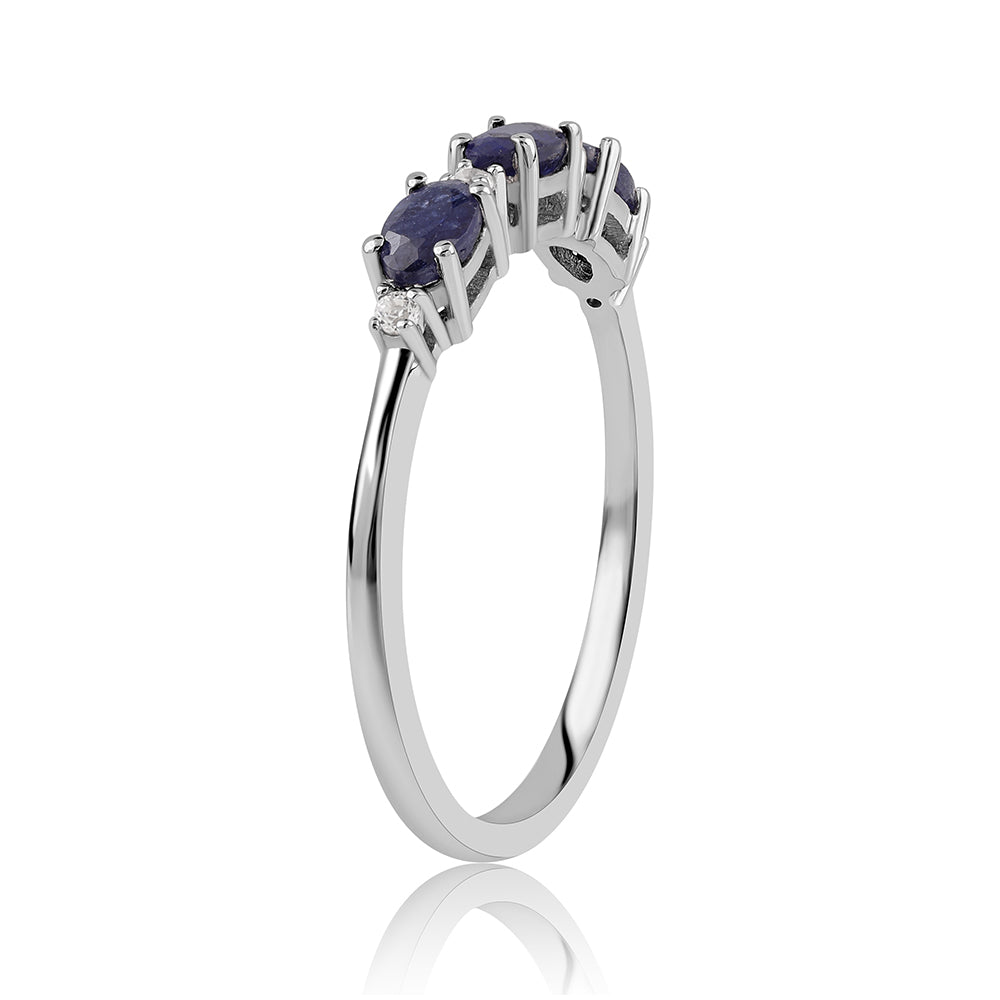 Silberring mit australischem blauem Saphir und weißem Topas