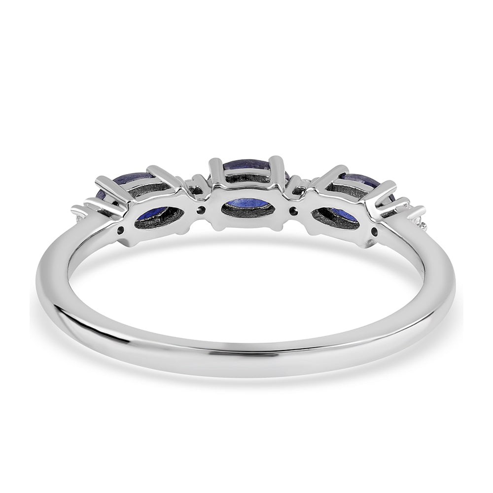 Silberring mit australischem blauem Saphir und weißem Topas