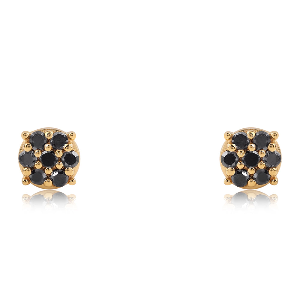 Goldplattierte Silberohrringe mit schwarzem Diamant