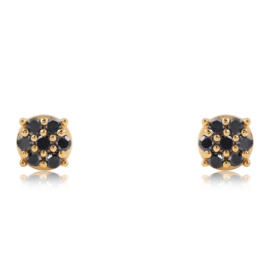 Goldplattierte Silberohrringe mit schwarzem Diamant