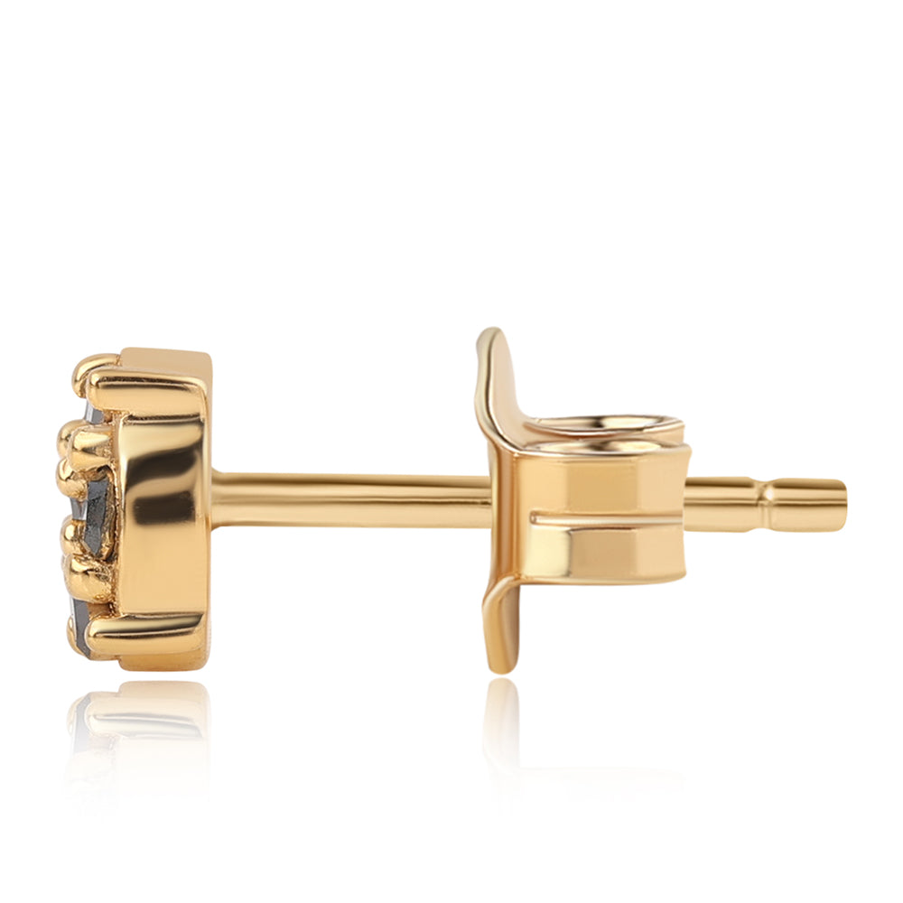 Goldplattierte Silberohrringe mit schwarzem Diamant