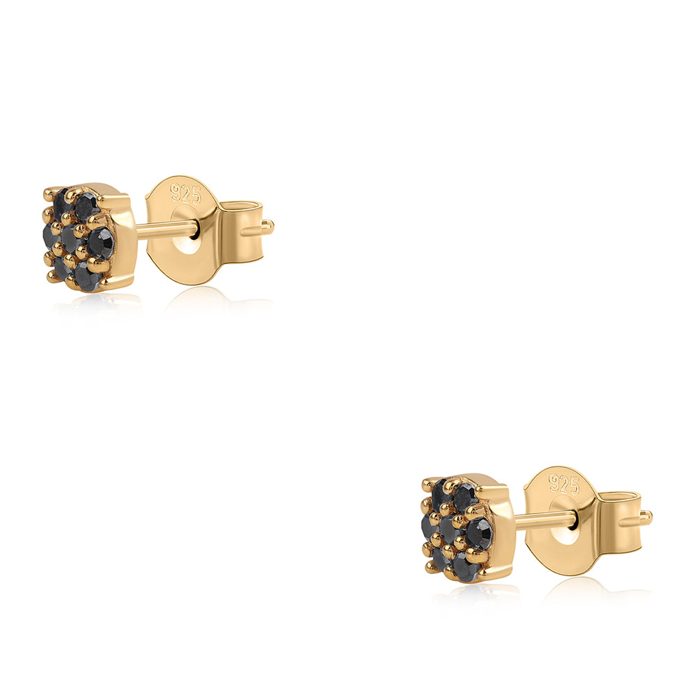 Goldplattierte Silberohrringe mit schwarzem Diamant