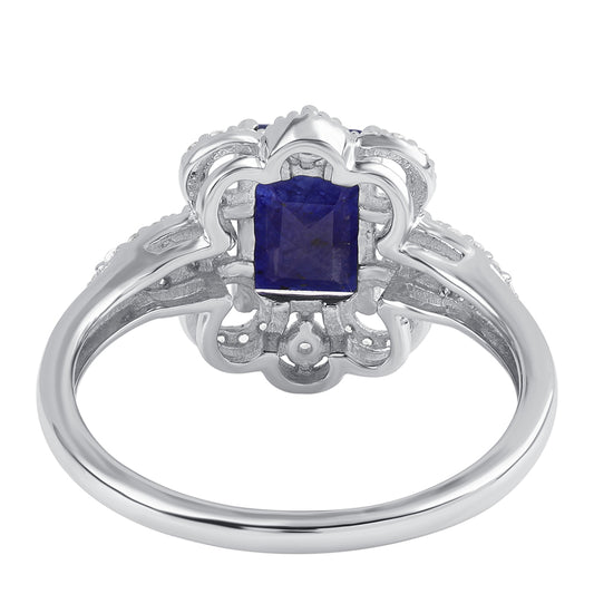 Silberring mit australischem blauem Saphir und weißem Topas