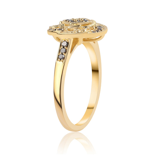 Goldplattierter Silberring mit schwarzem Diamant