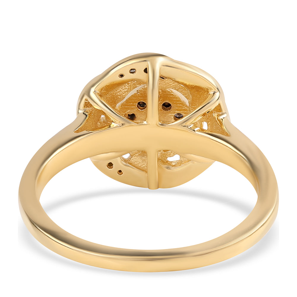 Goldplattierter Silberring mit schwarzem Diamant