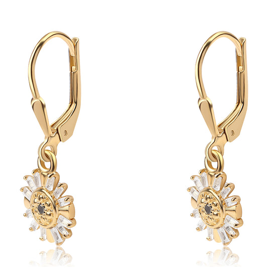 Goldplattierte Silberohrringe mit schwarzem Diamant und weißem Topas