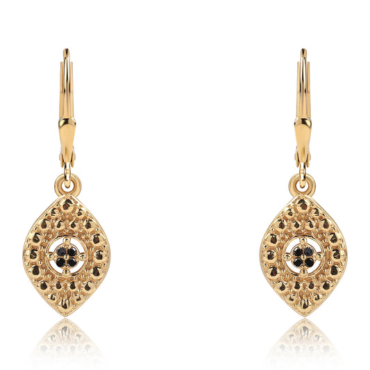 Goldplattierte Silberohrringe mit schwarzem Diamant