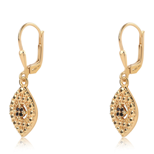 Goldplattierte Silberohrringe mit schwarzem Diamant