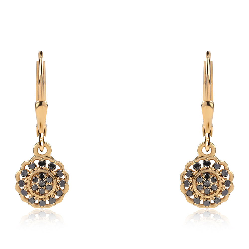 Goldplattierte Silberohrringe mit schwarzem Diamant