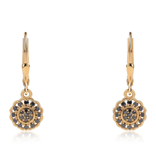 Goldplattierte Silberohrringe mit schwarzem Diamant