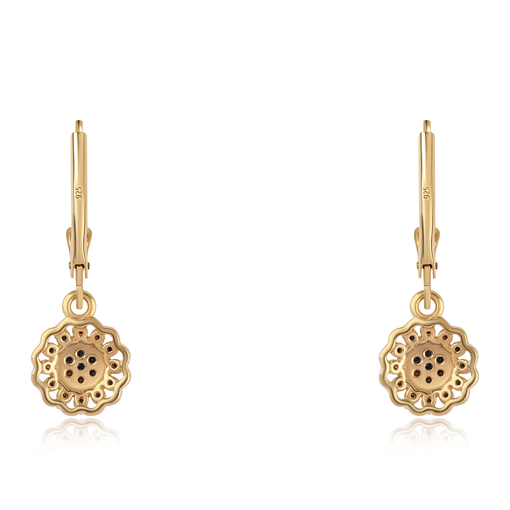 Goldplattierte Silberohrringe mit schwarzem Diamant 3 