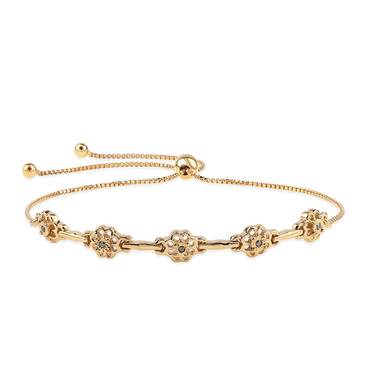 Goldplattiertes Silberarmband mit schwarzem Diamant