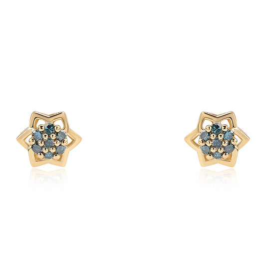 Goldplattierte Silberohrringe mit blauem Diamant