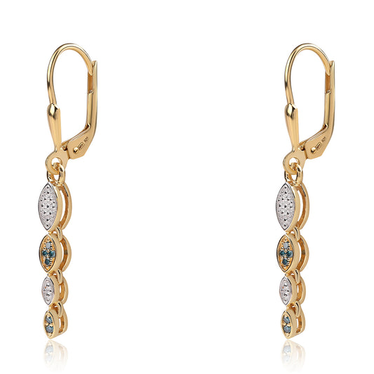 Goldplattierte Silberohrringe mit blauem Diamant