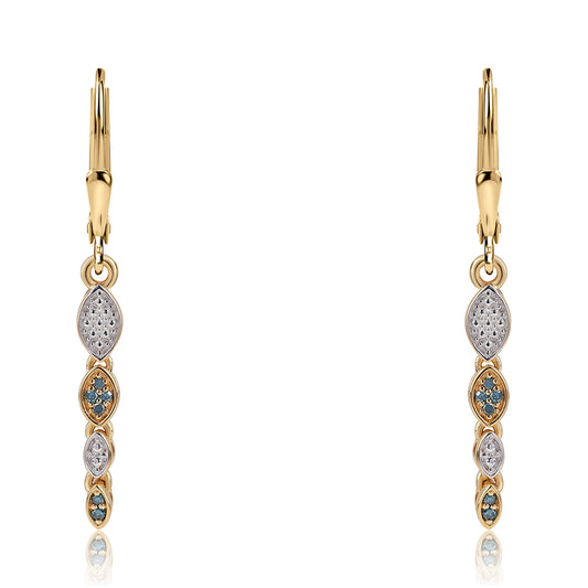 Goldplattierte Silberohrringe mit blauem Diamant