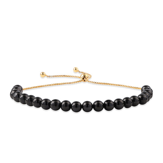 Goldplattiertes Silberarmband mit schwarzem Spinell