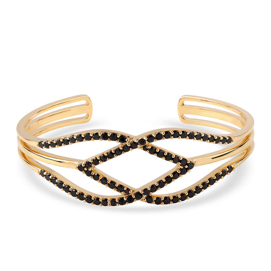 Goldplattiertes Silberarmband mit schwarzem Spinell