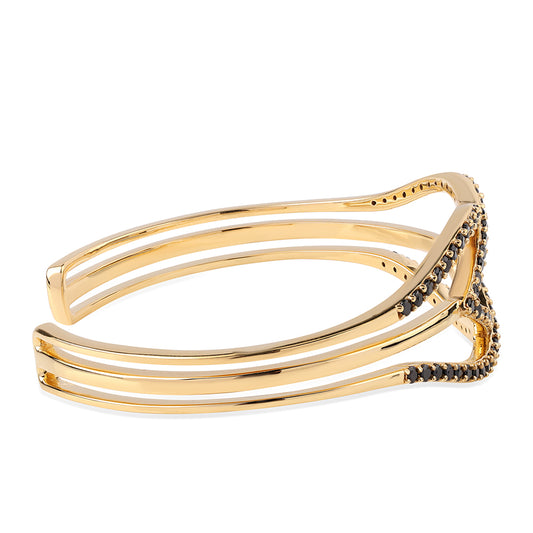 Goldplattiertes Silberarmband mit schwarzem Spinell