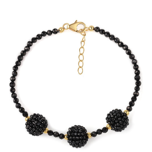 Goldplattiertes Silberarmband mit schwarzem Spinell