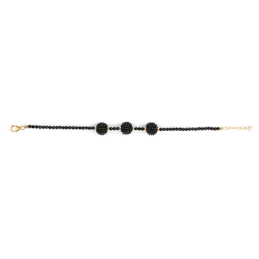 Goldplattiertes Silberarmband mit schwarzem Spinell