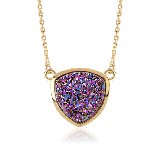 Goldplattierte Silberhalskette mit lila Druse