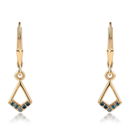 Goldplattierte Silberohrringe mit blauem Diamant