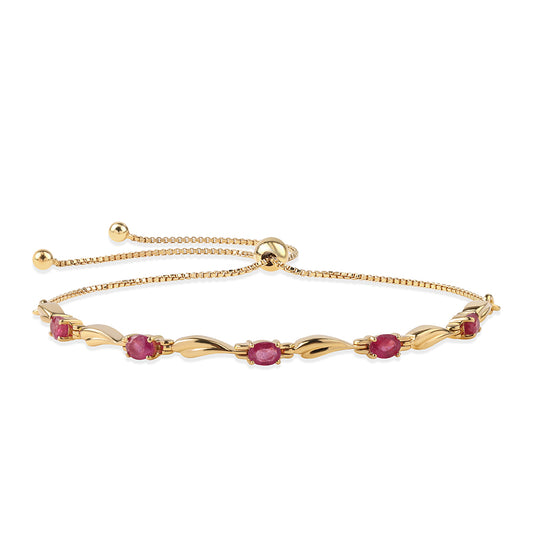 Goldplattiertes Silberarmband mit Rubin aus Mosambik