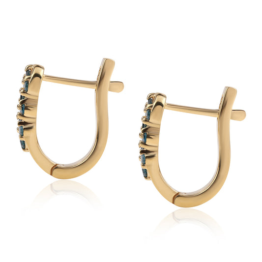 Goldplattierte Silberohrringe mit blauem Diamant