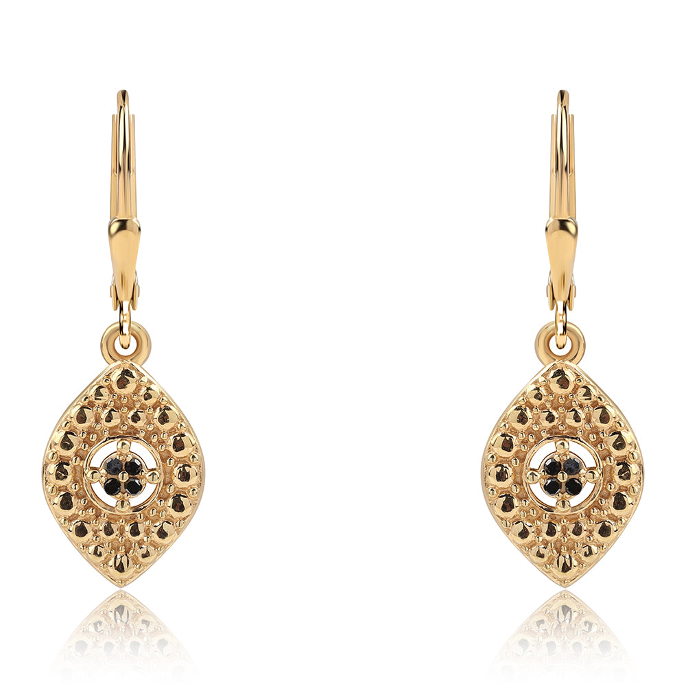 Goldplattierte Silberohrringe mit blauem Diamant