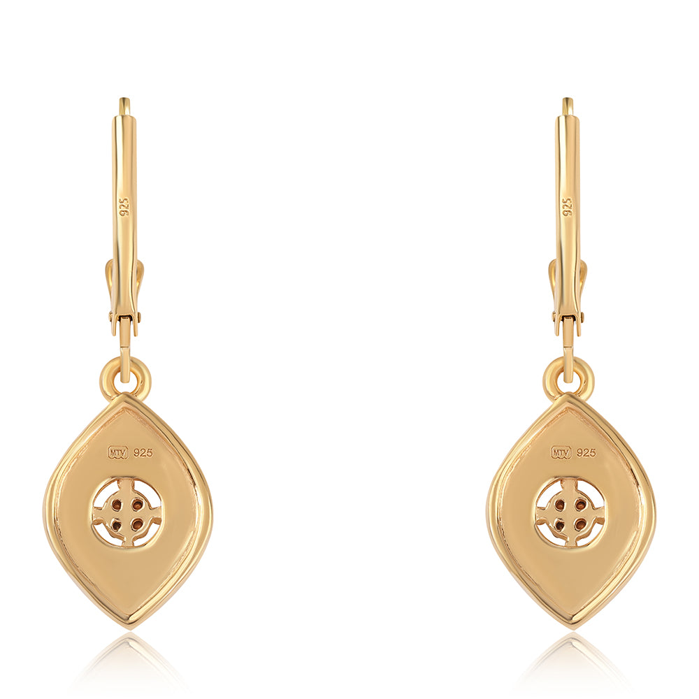 Goldplattierte Silberohrringe mit blauem Diamant