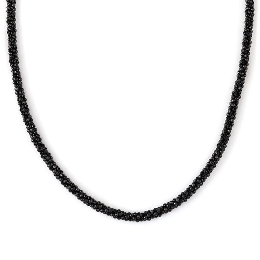 Goldplattierte Silberhalskette mit schwarzem Spinell