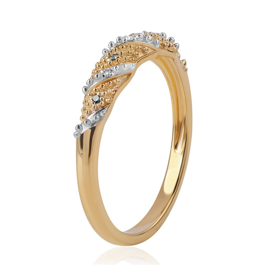 Goldplattierter Silberring mit blauem Diamant und weißem Diamant
