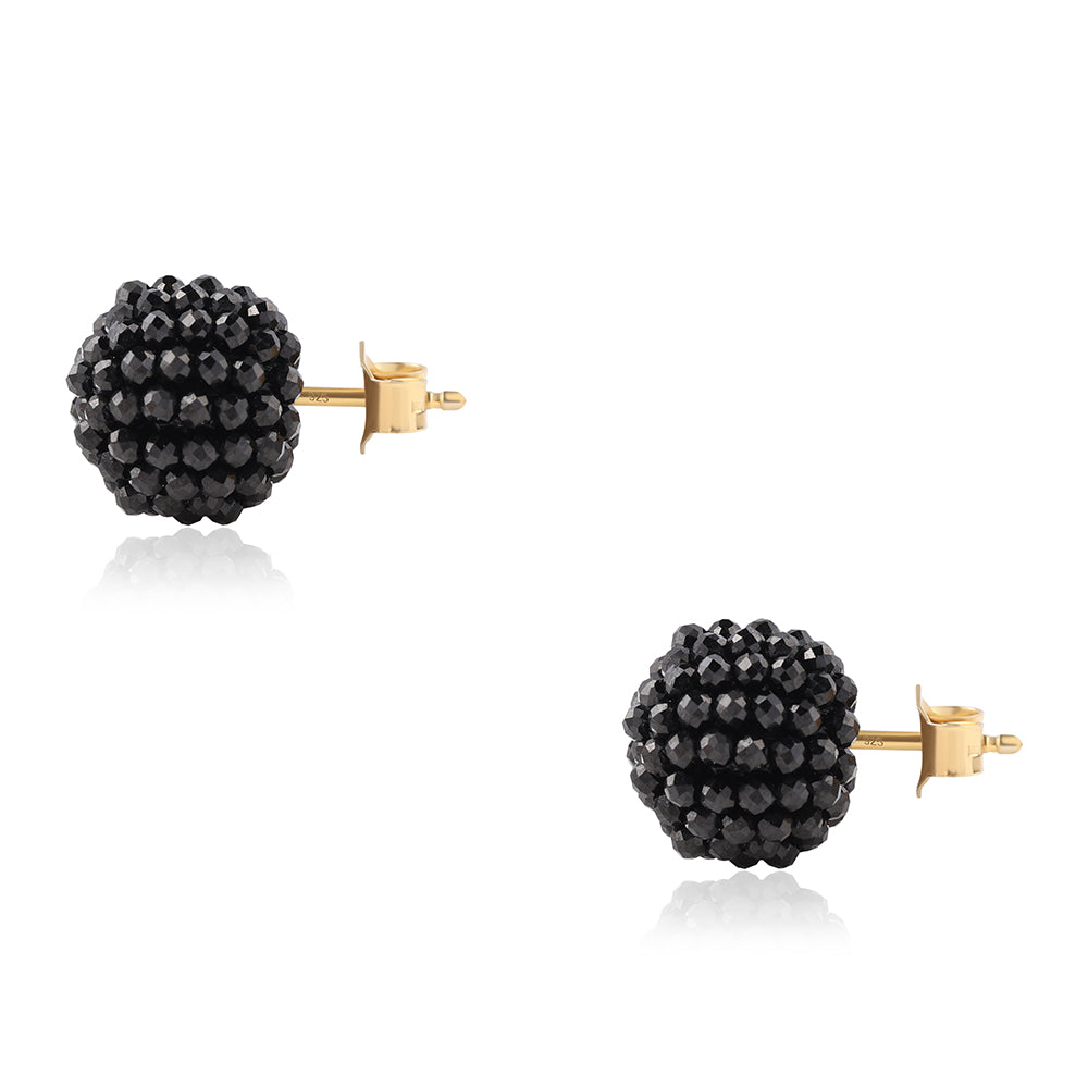 Goldplattierte Silberohrringe mit schwarzem Spinell 3 