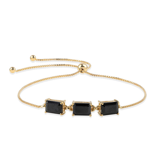 Goldplattiertes Silberarmband mit schwarzem Spinell