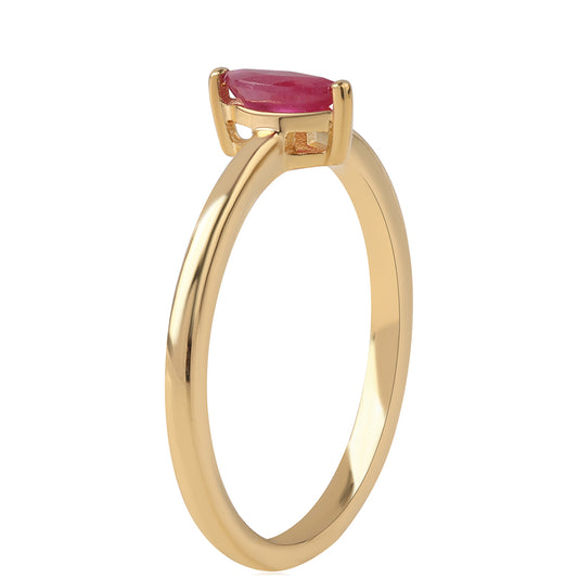 Goldplattierter Silberring mit Rubin aus Mosambik