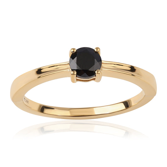 Goldplattierter Silberring mit schwarzem Spinell