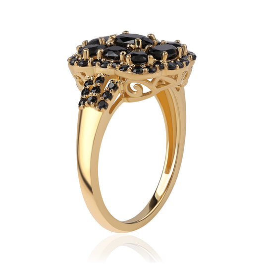 Goldplattierter Silberring mit schwarzem Spinell