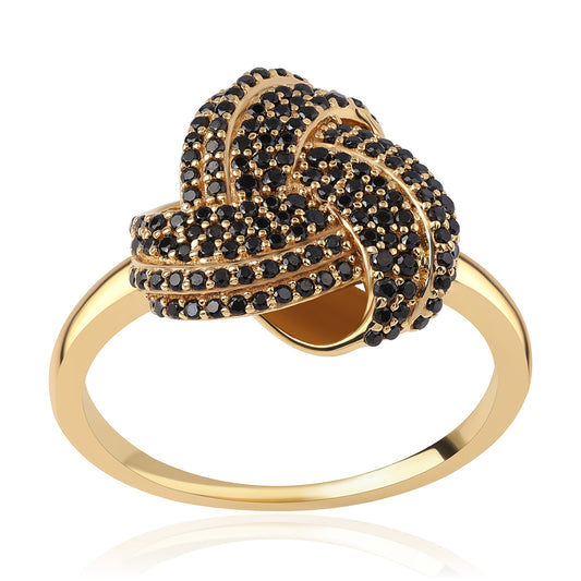 Goldplattierter Silberring mit schwarzem Spinell