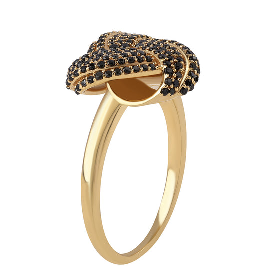 Goldplattierter Silberring mit schwarzem Spinell