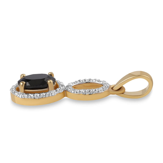 Goldplattierter Silberanhänger mit schwarzem Spinell und weißem Topas