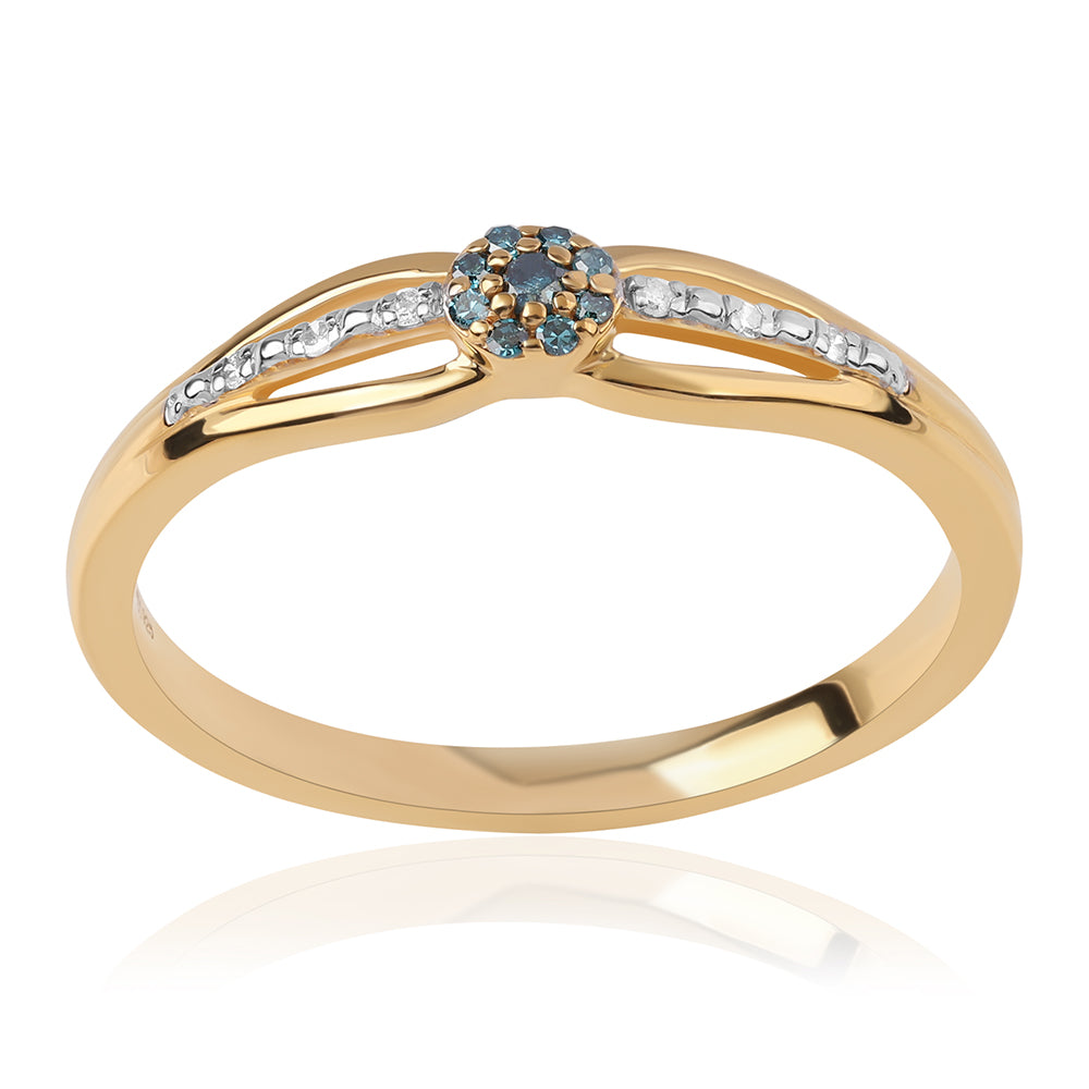 Goldplattierter Silberring mit blauem Diamant 1 