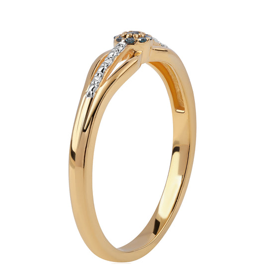 Goldplattierter Silberring mit blauem Diamant